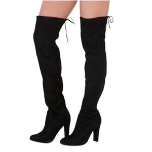 Steve Madden Gorgeous Black Suede Over the Knee Boots Size 7